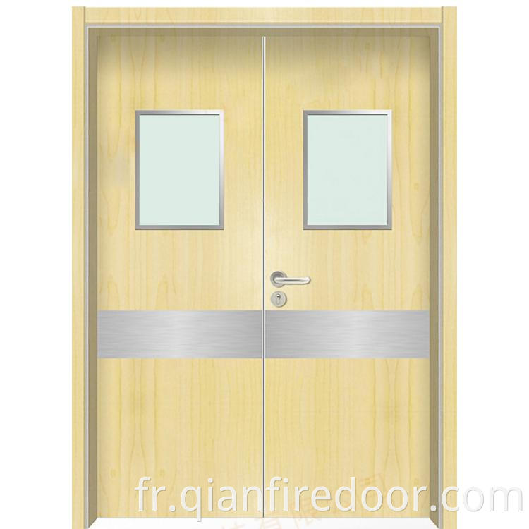 Hôpital composite solide pvc et portes intérieur intérieur double porte bois verre